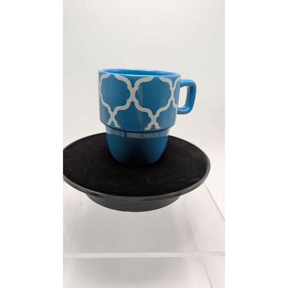 Crofton Stackable Blue White Geometric Pattern Coffee Mug 14 Fl Oz - Picture 15 of 15